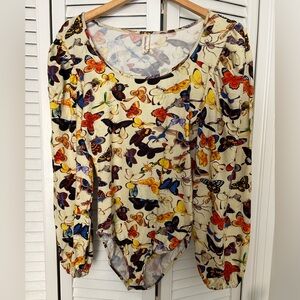 Samantha Pleet Bodysuit - Butterfly Print